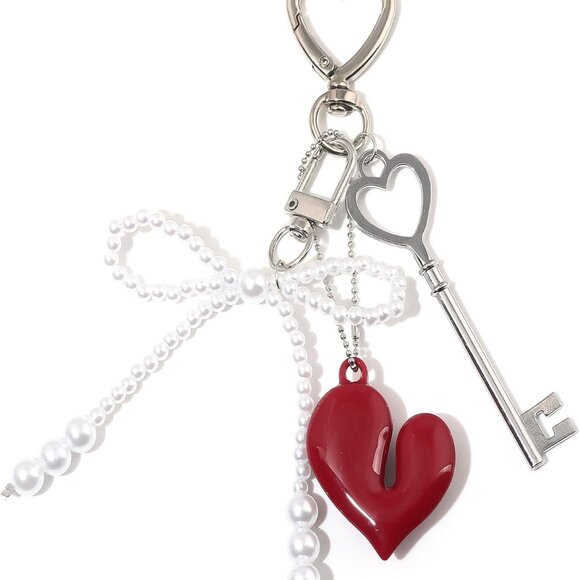 Accessories - Heart Bow Charm Keychain Zinc Alloy Y2K Bag Purse Accessories Gift for Women